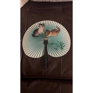 Vintage Chinese Folding Hand Fan Two Cats Bamboo Made in PRC 1970’s